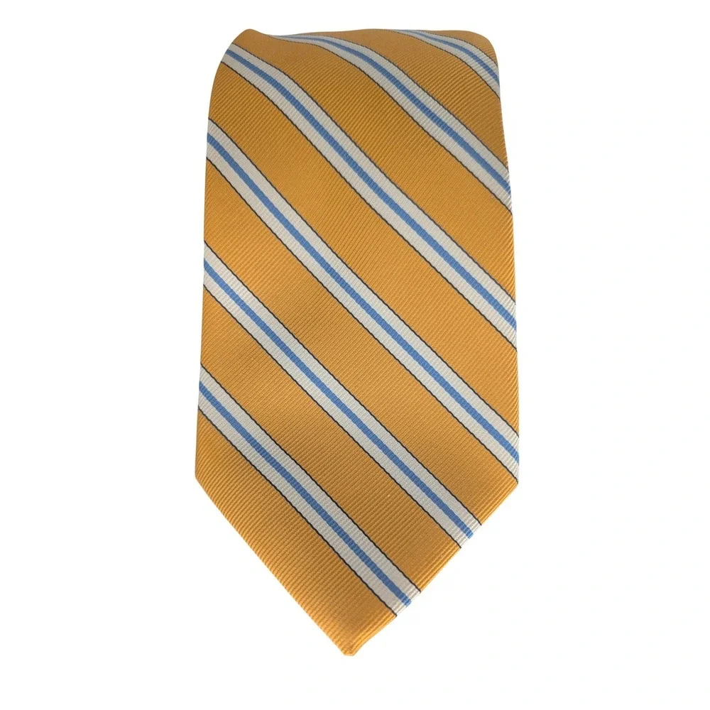 Jos. A. Bank Necktie Yellow Striped Executive Collection Silk Tie Preppy Classic